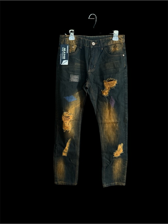 no brand Other - Men's Skinny Distressed Black Jeans with Amber Wash - Unknown Brand